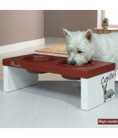 Comedero elevado Premium (Cuencos 16 cm de diámetro) (Para perros y gatos) (Personalizado)